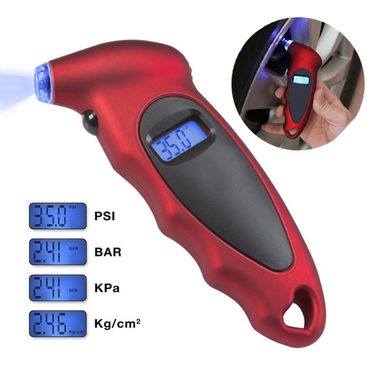 Digital Tire Gauge with LED Flash light, Pressure Range: 0-100PSI(Red)