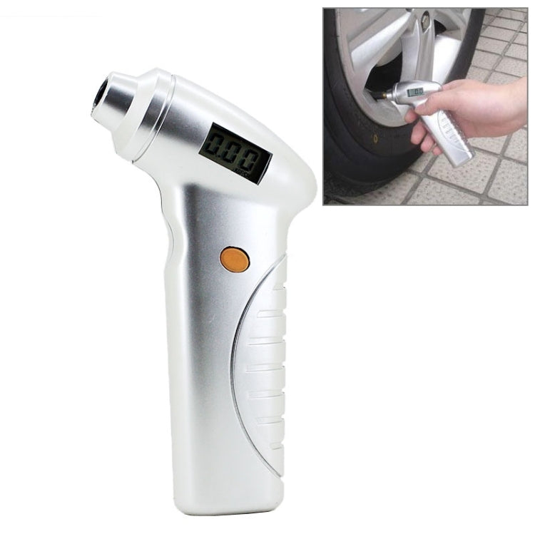 1/4 inch LCD Display Screen Digital Tire Gauge, Pressure Range: 0-100PSI(Silver)