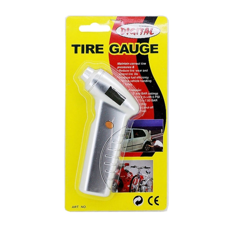1/4 inch LCD Display Screen Digital Tire Gauge, Pressure Range: 0-100PSI(Silver)