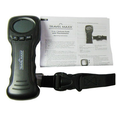 Travel 2 in 1 Thermometer Travel Suitcase Scale (44kg / 20g)(Black)