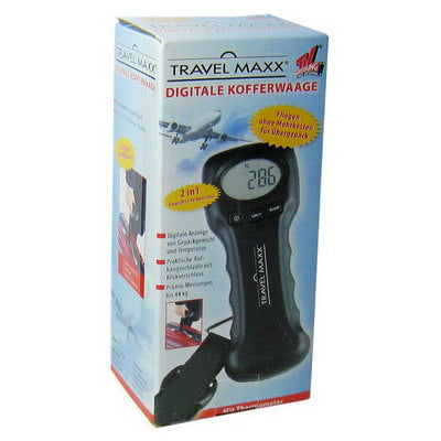 Travel 2 in 1 Thermometer Travel Suitcase Scale (44kg / 20g)(Black)