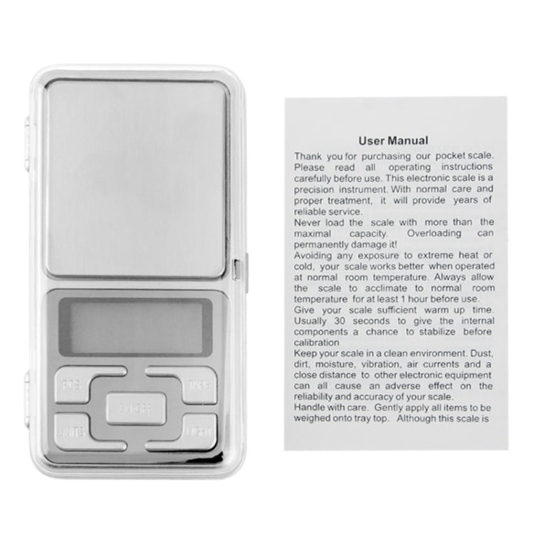 200g x 0.01g Mini Digital Pocket Weighing Scale, Screen Size: 3.5*1.5cm(Silver)
