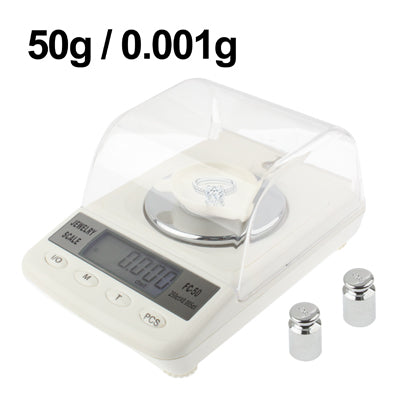 50g x 0.001g High Precision Jewelry Diamond Scale with Counting Function(White)