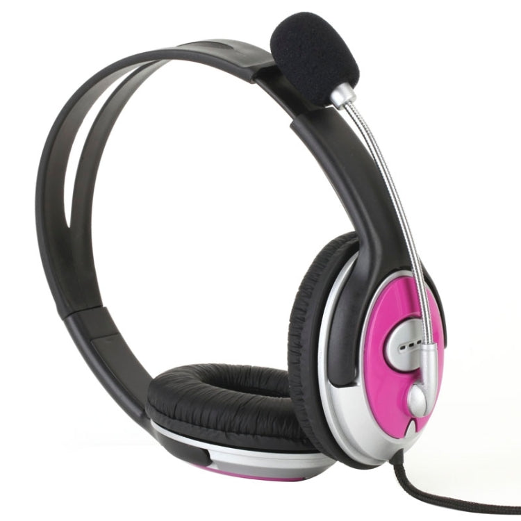 Universal Stereo Headset with Mic for Computer, Cable Length: 1.5m (Black + Magenta)