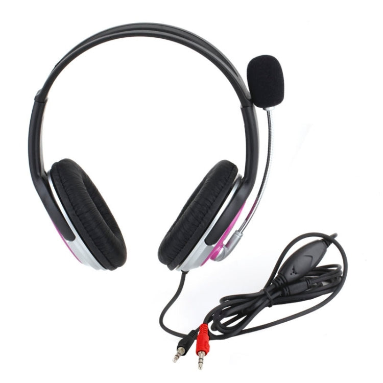 Universal Stereo Headset with Mic for Computer, Cable Length: 1.5m (Black + Magenta)