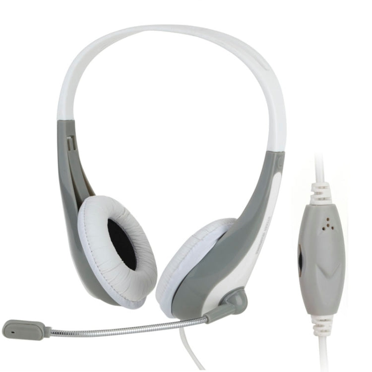 Universal Stereo Headset with Mic for Computer, Cable Length: 1.5m (White + Grey)