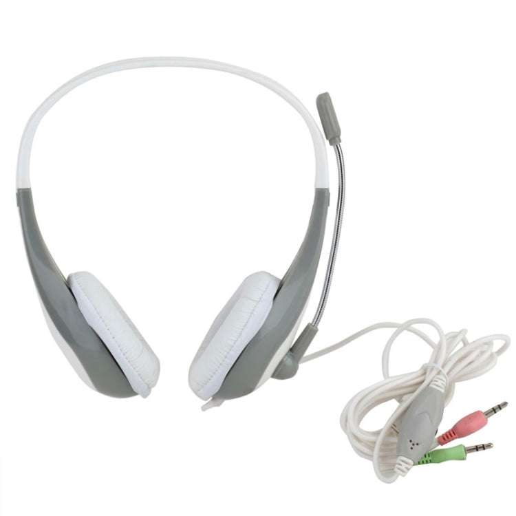 Universal Stereo Headset with Mic for Computer, Cable Length: 1.5m (White + Grey)