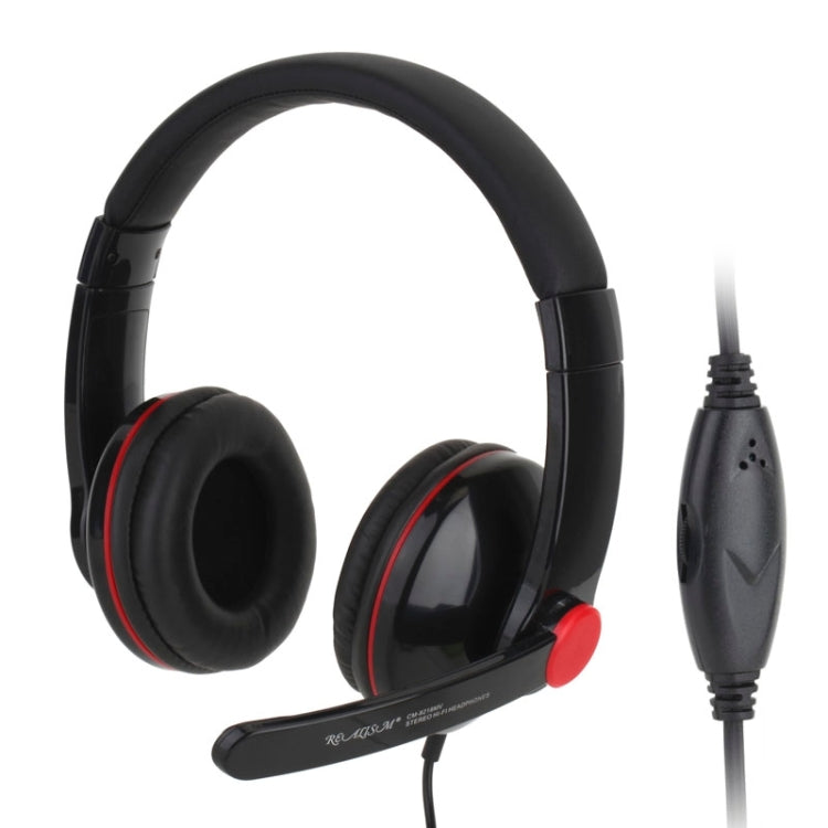 Universal Stereo Headset with Mic for Computer, Cable Length: 1.5m (Black + Red)