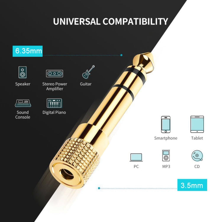 Gold Plated 6.35mm Male to 3.5mm Stereo Jack Adaptor Socket Adapter