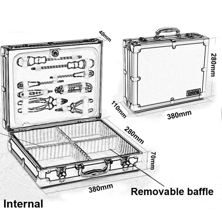 Multifunction Aluminum Repair Tool Storage Box / Hardware Tools Suitcase(Black)