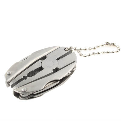 Portable Powerful Plier Multi Function Tools Keychain(Silver)