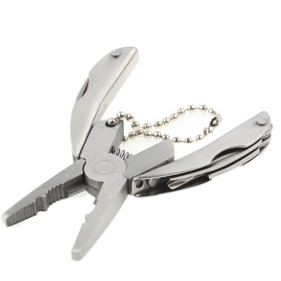 Portable Powerful Plier Multi Function Tools Keychain(Silver)