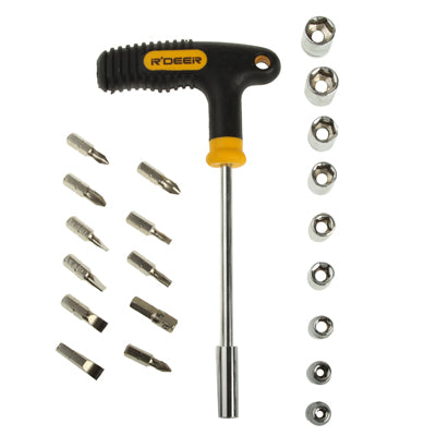 21pcs T-Bar Driver Set (19 Popular Size Bits and Sockets)