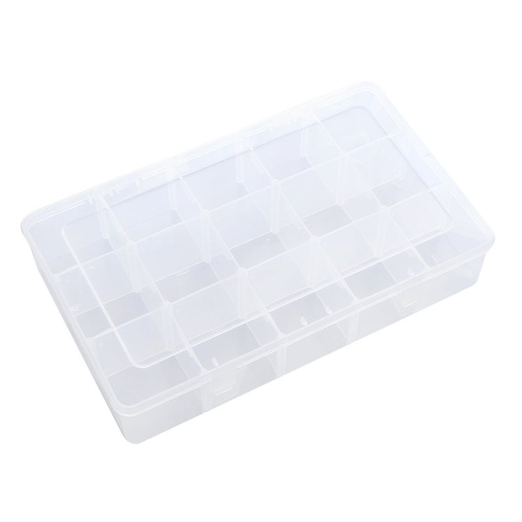 2 PCS 15 Cells Adjustable Detachable Transparent Plastic Storage Box for Small Paper Tapes / Jewelry(Transparent)