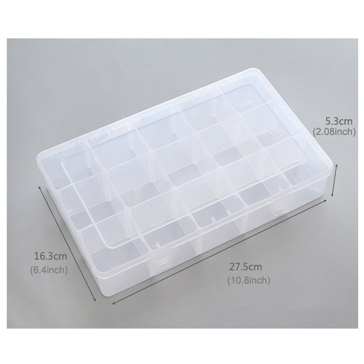 2 PCS 15 Cells Adjustable Detachable Transparent Plastic Storage Box for Small Paper Tapes / Jewelry(Transparent)