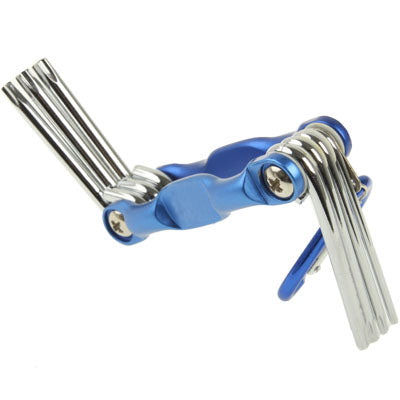 7 Pieces CRV Metric Folding Hex Key with Snap Hook