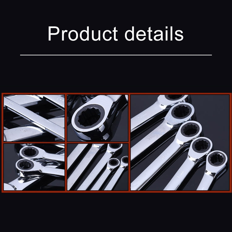 10-12mm Professional Double-head Ratchet Wrench, Length: 14.6cm(Silver)