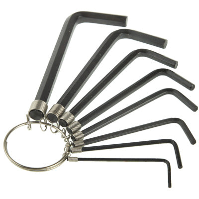 8 x Standard Flat Point Hex Key Ring Set