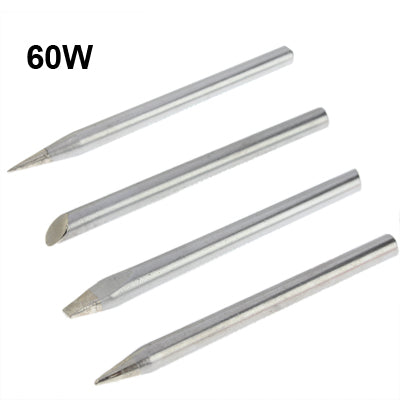 60W 4-Piece Lead-free Electric Welding Soldering Iron Head Set(Silver)