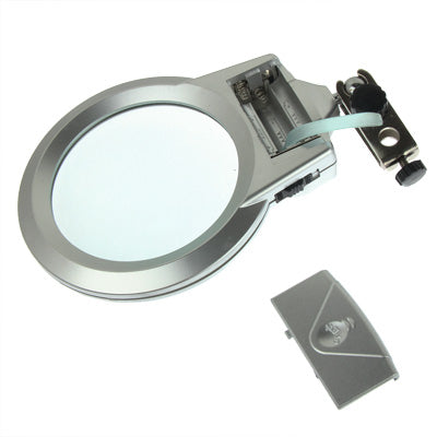 Helping Hand Magnifier 2 LED Light with Soldering Stand(Silver)