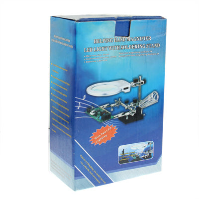 Helping Hand Magnifier 2 LED Light with Soldering Stand(Silver)