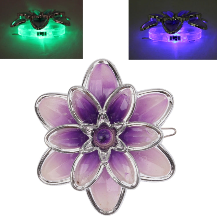 Colors Changing Flashing Flower Brooch Hair Clip Ornament for Party Disco Wedding Xmas Gift (Random Color Delivery)