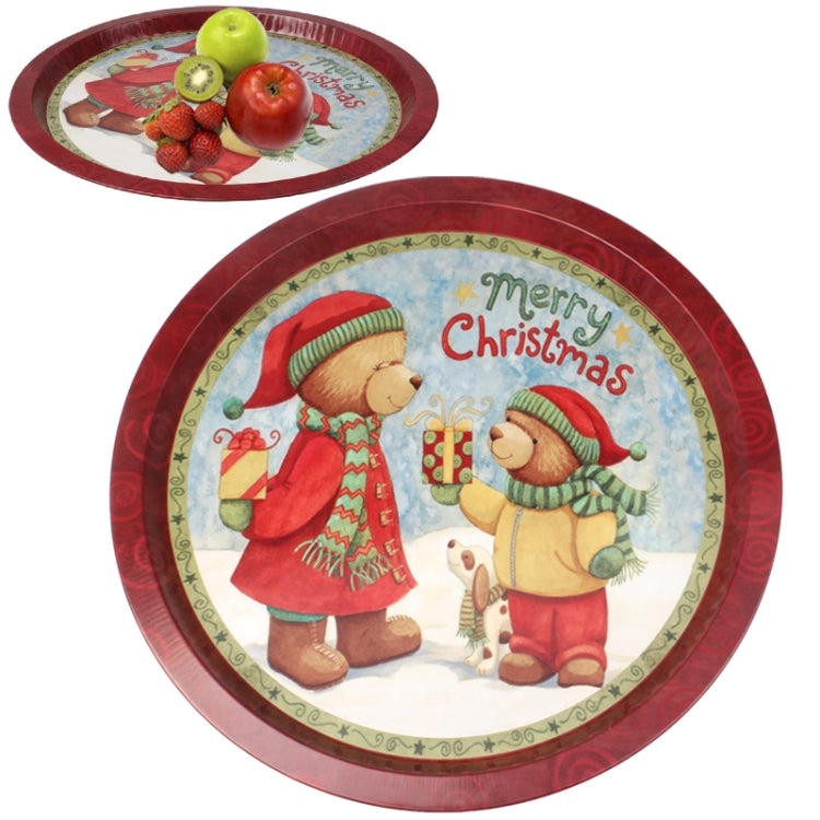 Bear Pattern Multi-purpose Round Tray Fruit Bowl Dessert Plate