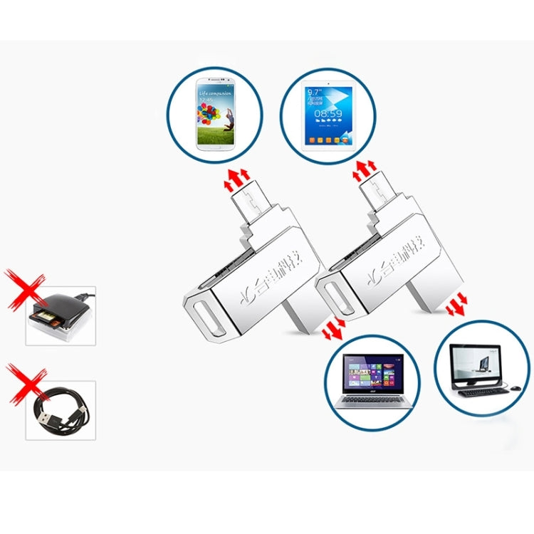 Teclast NYO Series 2 in 1 16GB Rotation Type Micro USB & USB 3.0 Flash Disk, For Galaxy, Huawei, Xiaomi, Sony, Google, LG, HTC and other Smartphones & Tablet(Silver)
