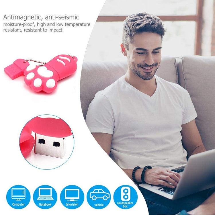 16GB Bear Paw Shaped Silicone USB 2.0 Flash Disk with Anti Dust Cup(Blue)