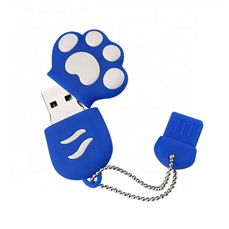 2GB Bear Paw Shaped Silicone USB 2.0 Flash Disk with Anti Dust Cup(Blue)