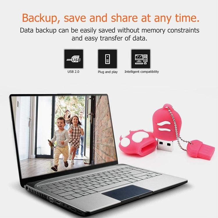 2GB Bear Paw Shaped Silicone USB 2.0 Flash Disk with Anti Dust Cup(Red plum)