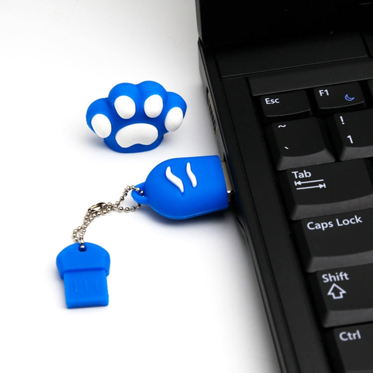 8GB Bear Paw Shaped Silicone USB 2.0 Flash Disk with Anti Dust Cup(Blue)
