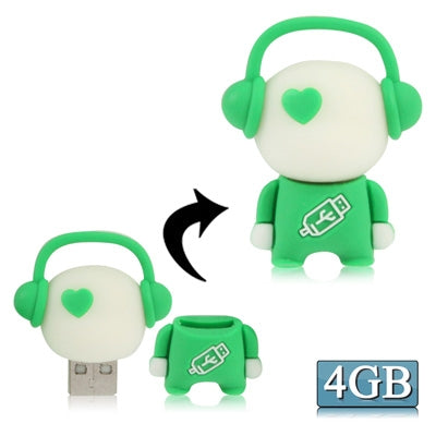 Green Music Man Cartoon Silicone USB Flash disk, Special for All Kinds of Festival Day Gifts (4GB)