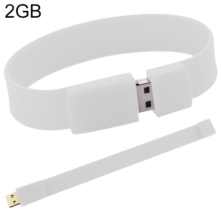 2GB Silicon Bracelets USB 2.0 Flash Disk(White)