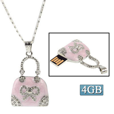 Pink Handbag Shaped Diamond Jewelry Necklace USB Flash Disk