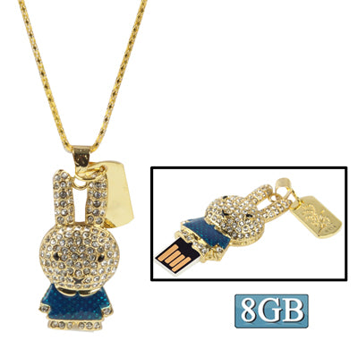 Rabbit Shaped Diamond Jewelry USB Flash Disk