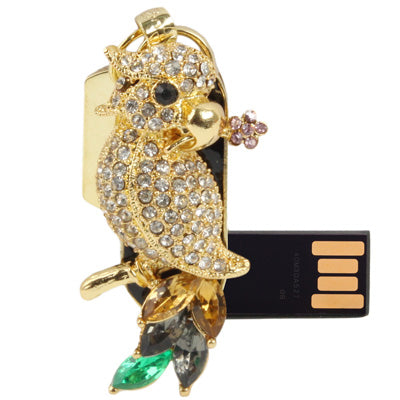 Parrot Shaped Diamond Jewelry Necklace Style USB Flash Disk