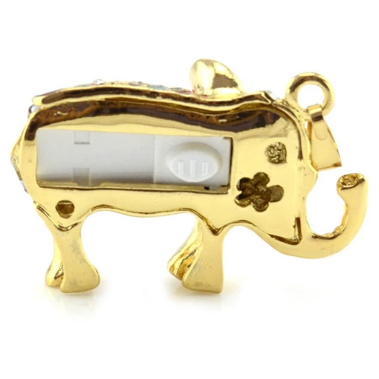 Golden Elephants Shaped Diamond Jewelry Necklace Style USB Flash Disk