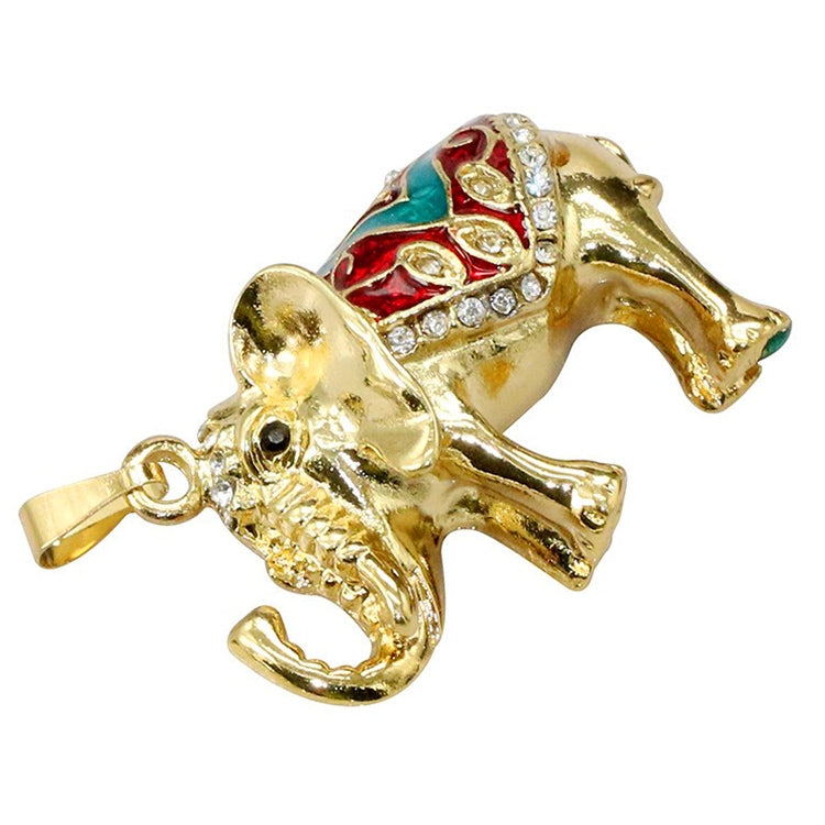 Golden Elephants Shaped Diamond Jewelry Necklace Style USB Flash Disk