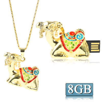 Golden Camels Shaped Diamond Jewelry Necklace Style USB Flash Disk
