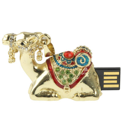 Golden Camels Shaped Diamond Jewelry Necklace Style USB Flash Disk