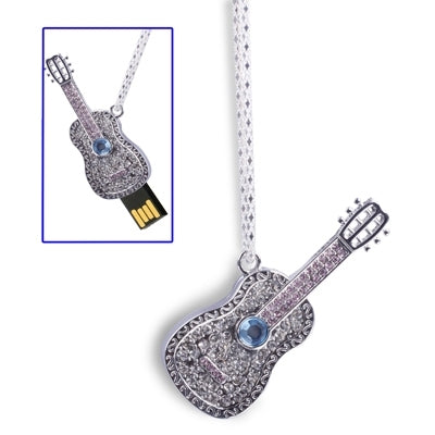 Guitar Necklace Style USB 2.0 Flash Disk, 8GB (Silver)