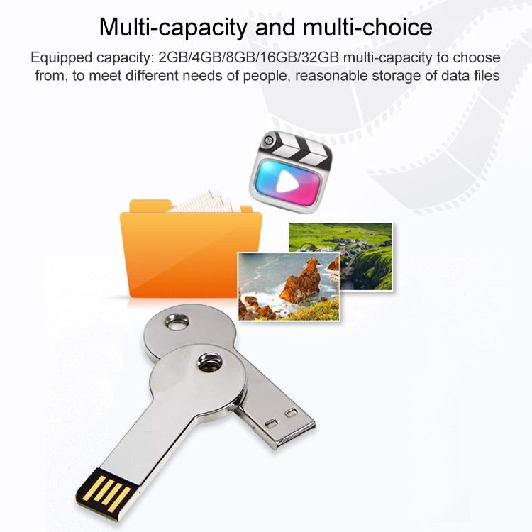 Silver Metal Key Style USB 2.0 Flash Disk (32GB)(Silver)(Silver)