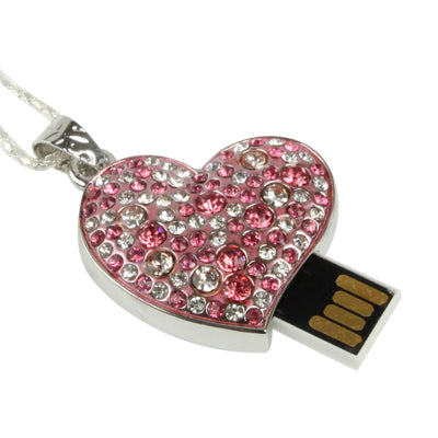 Pink heart-shaped Diamond Necklace Style USB Flash Disk