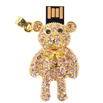 Lovely Bear Shaped Purple Diamond Necklace Style USB Flash Disk