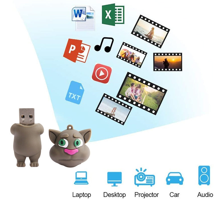 Talking Tom Cat Shape Cartoon Silicone USB Flash Disk (2GB)