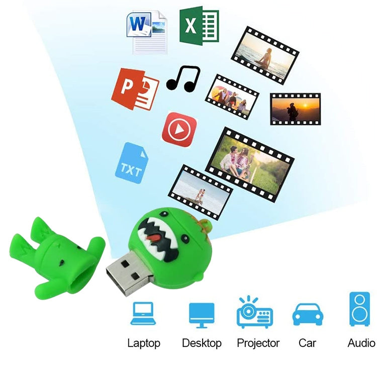 Cartoon Style Silicone USB2.0 Flash disk, Special for All Kinds of Festival Day Gifts, Green