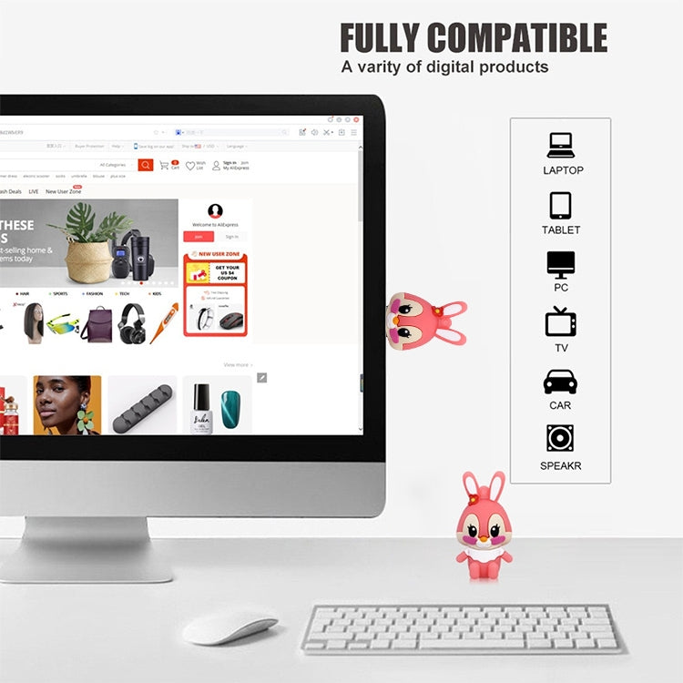Cartoon Bunny Style Silicone USB 2.0 Flash disk, Special for All Kinds of Festival Day Gifts
