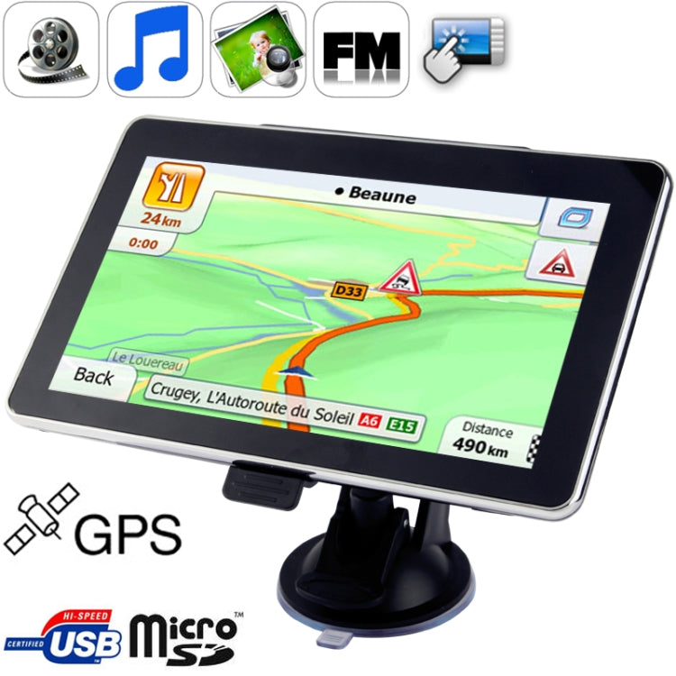 7.0 inch TFT Touch-screen Car GPS Navigator, Built in 4GB Memory, Mini USB Port, Touch Pen, Voice Broadcast, FM Radio function, Built-in speaker, Resolutions: 800 x 480(Black)