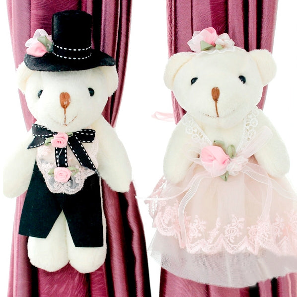 Pair of Super Lovely Bear Couple Design Curtain Buckles, Home Decoration